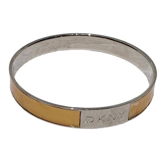 DKNY  - Stainless Steel Enameled Bangle Bracelet with Logo Plate, EUC - Picture 2 of 12